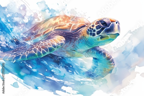 A majestic sea turtle gracefully glides through the ocean