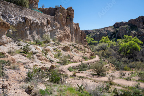 Beautiful desert view along the trail at the Boyce Thompson Arboretum in Arizona