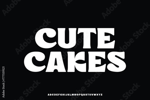 Bold playful cute cakes alphabet display font vector. Fun serif typeface