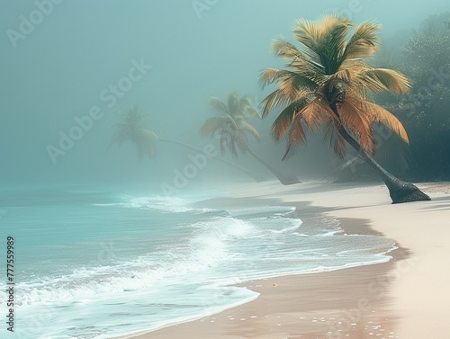Tropical Beach Resort with Palm Trees Swaying in a Gentle Breeze © Interior Stock Photo