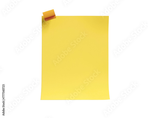 Paper sticky note isolated on transparent background