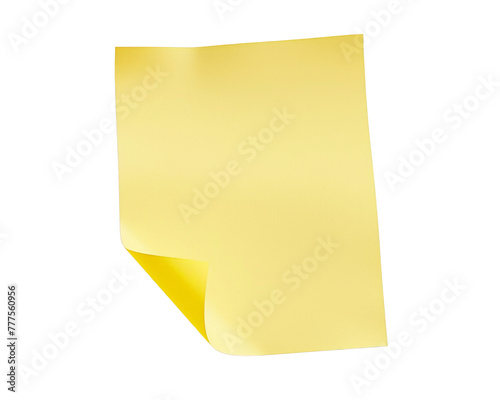 Paper sticky note isolated on transparent background