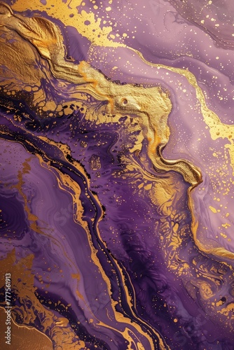 Stunning abstract with intertwining gold and purple patterns suggesting luxury and artistic creativity