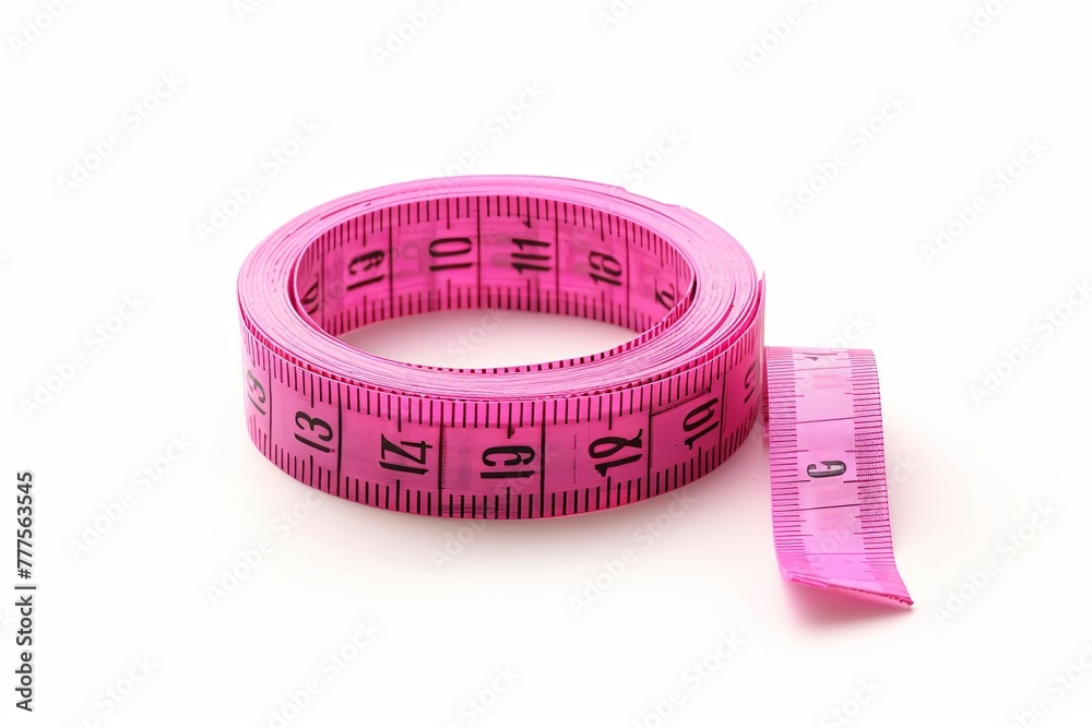 Pink measuring tape on a white background. generative ai Pink measuring tape on a white background. generative ai