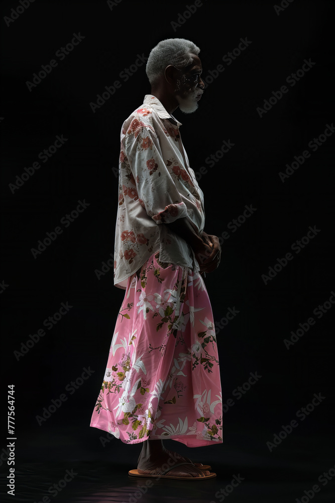 Elegant Silhouette in Floral Attire: A Striking Contrast - Fashion Editorial Banner