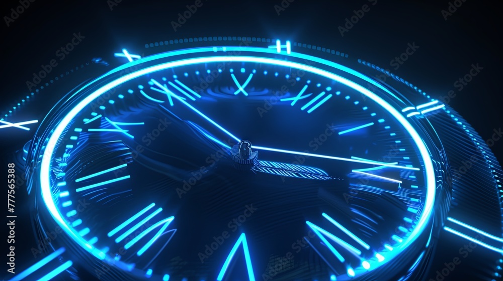 glowing neon lights on the edges of a clock glowing neon lights on the edges of a clock