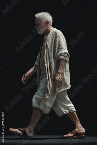 Solitary Elderly Man Walking in Peaceful Contemplation - Inspirational Life Banner © Dmitrii