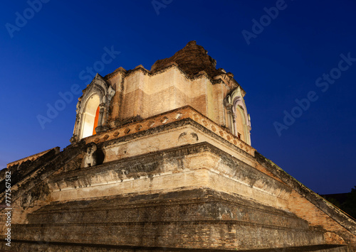 Wat Chedi Luang. Famous Buddhist temple in the old town of Chiang Mai, Thailand.