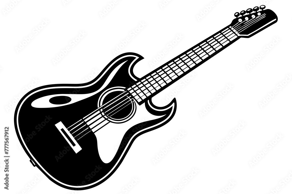 guitar silhouette vector art illustration