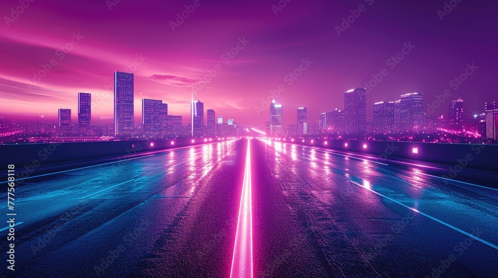 Futuristic Metropolis: Neon Glow on the Horizon
