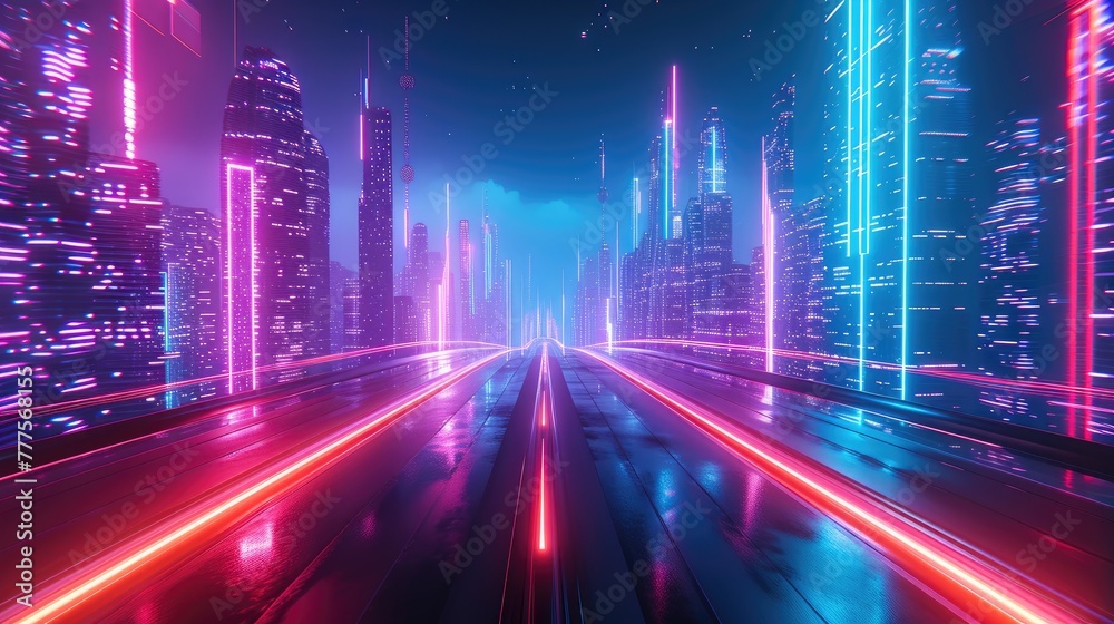 Urban Skylines: Speeding Through the Neon Nights