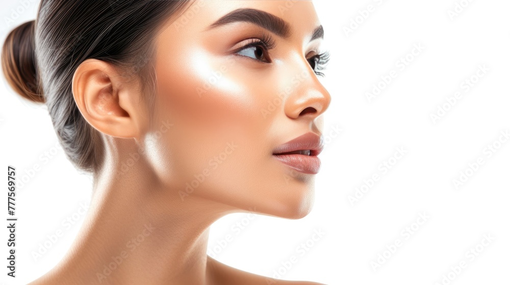 Timeless Beauty: Asian Woman's Subtle Side Profile Timeless Beauty: Asian Woman's Subtle Side Profile