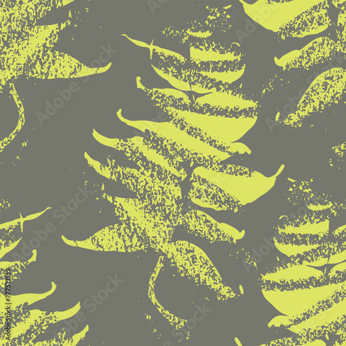 Seamless vector pattern with tropical leaves.
