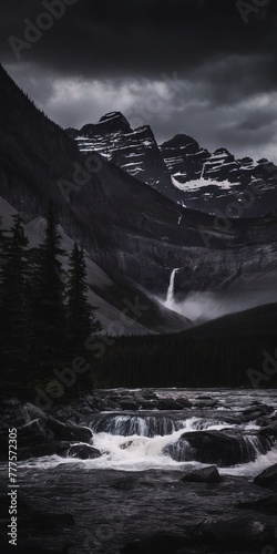 nature. cloudy nature. the gloomy forest. a lake in the mountains. grey clouds in the mountains. gloomy nature photo