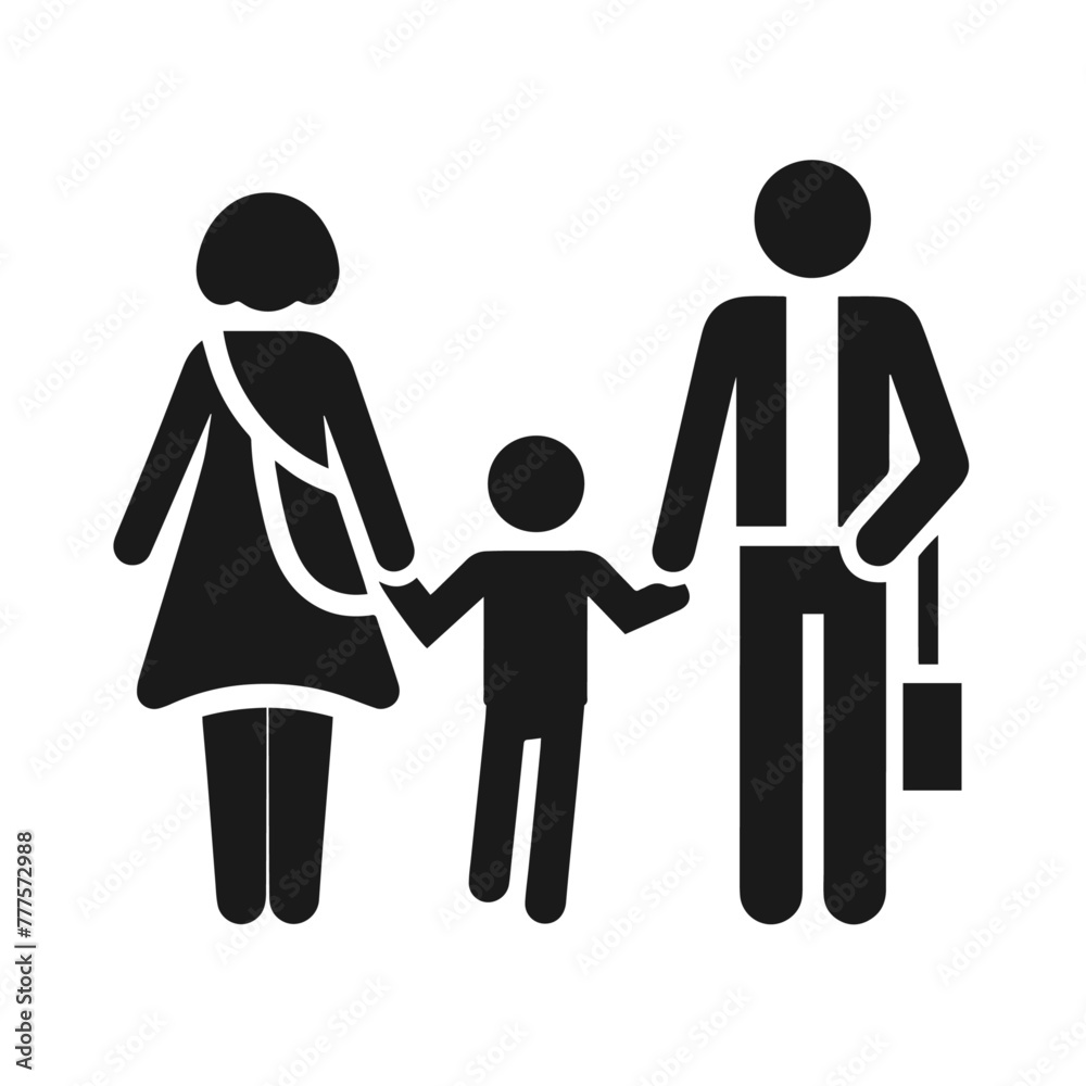 Family Flat Icon Black and White Vector Graphic Family Flat Icon Black and White Vector Graphic