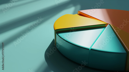 close up aperture f/2.8 depth of field 3d illustration of a pie chart with hints of yellow 