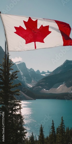 Canada Day. the flag of Canada. people are holding the flag of Canada. nature of Canada photo