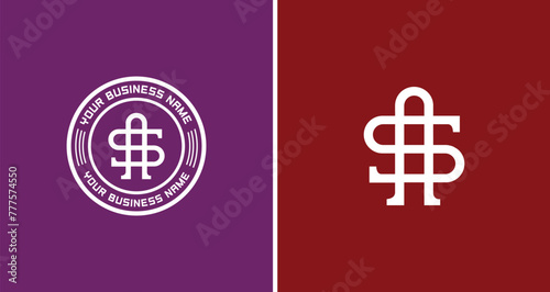 AS Interlocking monogram logo design or SA Interlocking monogram in a badge. photo