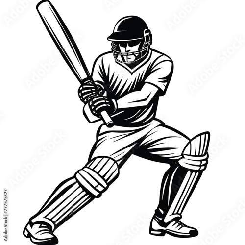 Cricket batsman sport player action vector