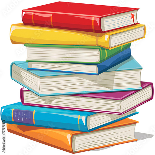 Cartoon Style Books Logo Illustration Transparent Background Perfect for Print on Demand