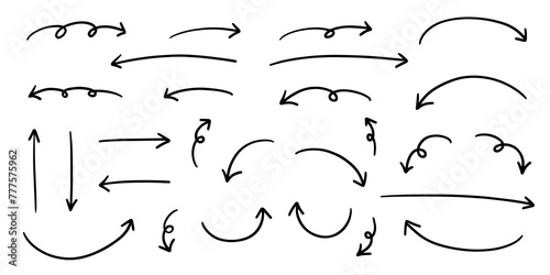 ペンの手書きの矢印セット_黒