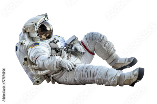 astronaut flying outerspace on isolated transparent background