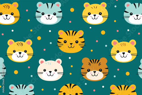 seamless baby tiger pattern vector