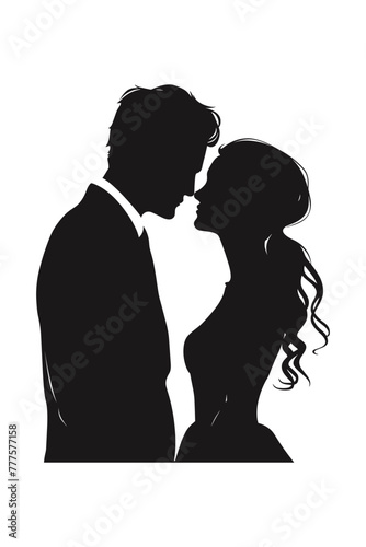 silhouette of a beautiful couple vector