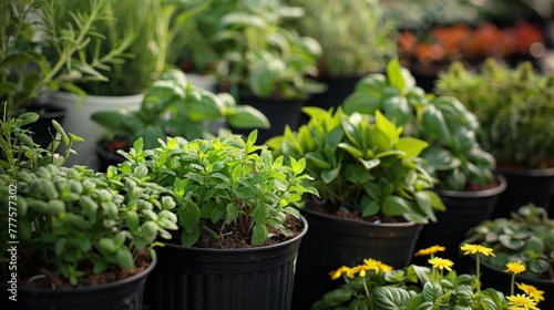 Various kind of fresh herbs