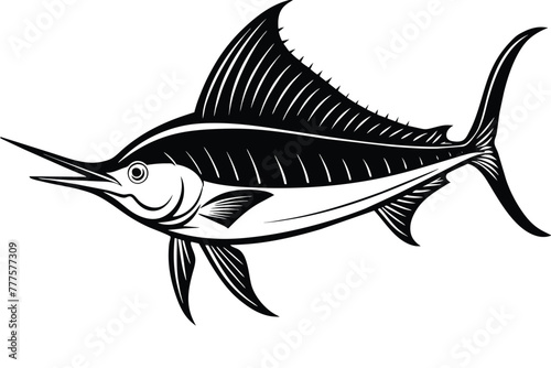 black and white billfish vector