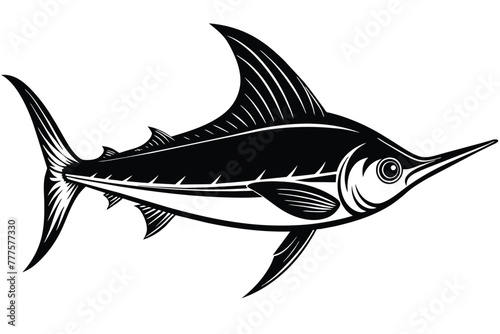 black and white billfish vector
