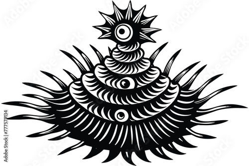 black and white christmas tree worm vector