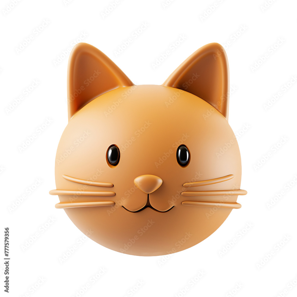 3d cat head icon isolated on transparent background . 3d rendering . ai generative 3d cat head icon isolated on transparent background . 3d rendering . ai generative
