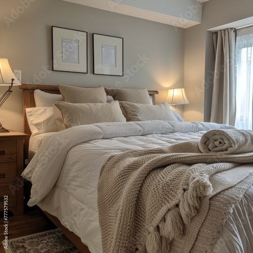 Spacious Bedroom With Large Bed and Lamps