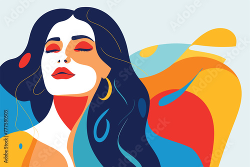 Abstract art of a beautiful woman, flat illustration