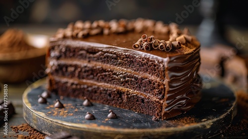 Chocolate Cake on Black Plate