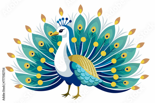 peacock--white-background-vector-illustration