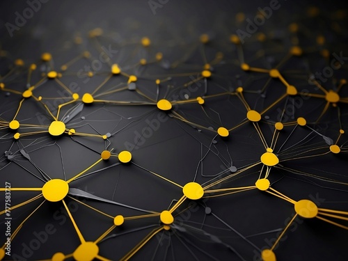 abstract dark grey and bold yellow virtual network - design element for technology background - connectivity backdrop illustration.