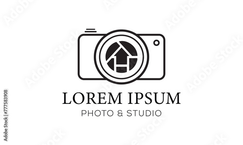 camera logo, modern photography signature logo icon vector