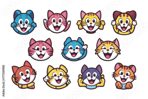 A charming set of stickers featuring cute little cats  sticker pack. Generative AI