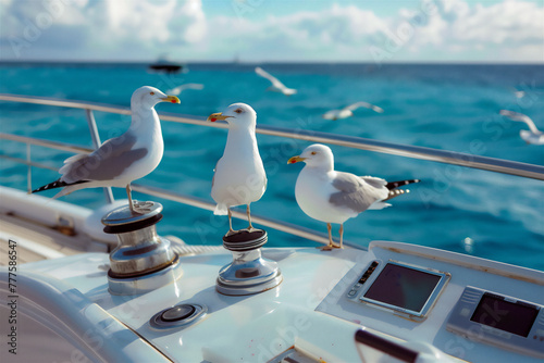 seagulls on the pier photo