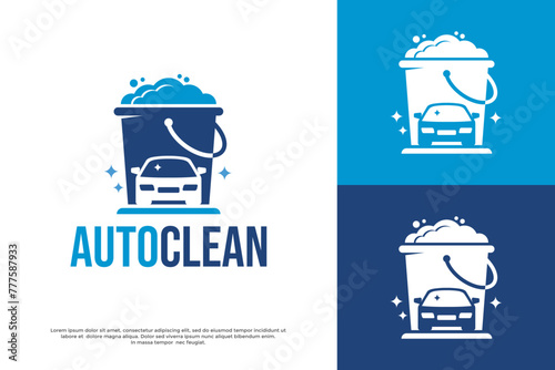 Auto clean vector logo template. This design use car and cleaning bucket. Suitable for business car and automotive.