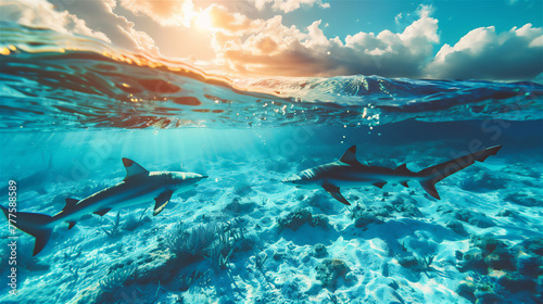 sharks in the ocean photo
