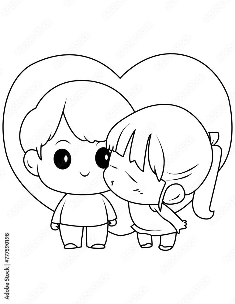 Obraz premium Cute couple coloring page