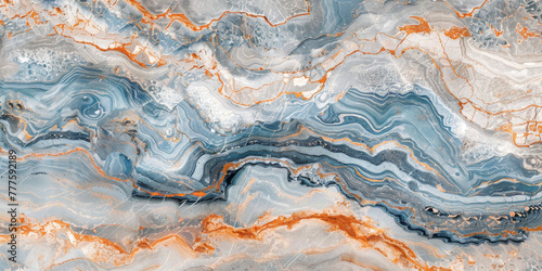 Elegant Blue and Orange Marble Texture Background