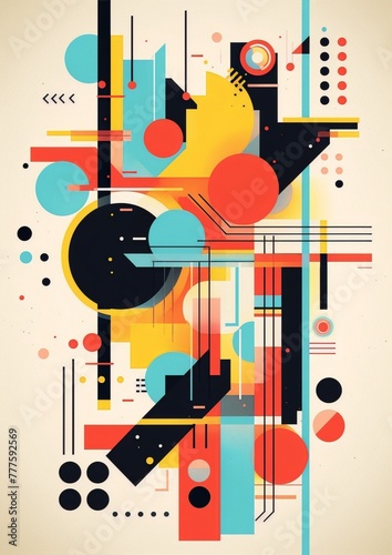 Colorful geometric shapes in a constructivist style with a retro feel photo