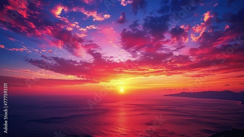 Majestic Sunset Over Lake With Mountains © olegganko