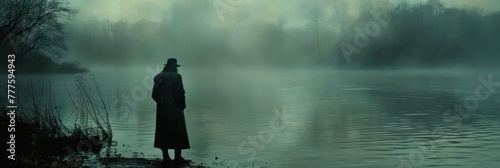 A man stands by the waters edge