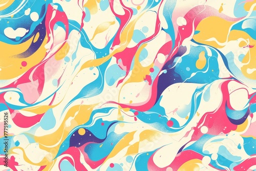 A pattern of colorful marble textures with swirls and curves  creating an abstract background for design or print.