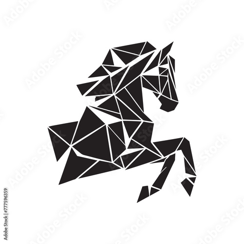 Creative Canine Creation: Dynamic Horse Geometric Silhouette, Enhanced by Sleek Vector Design, Horse Geometric Illustration - Minimallest Geometric Horse Vector
